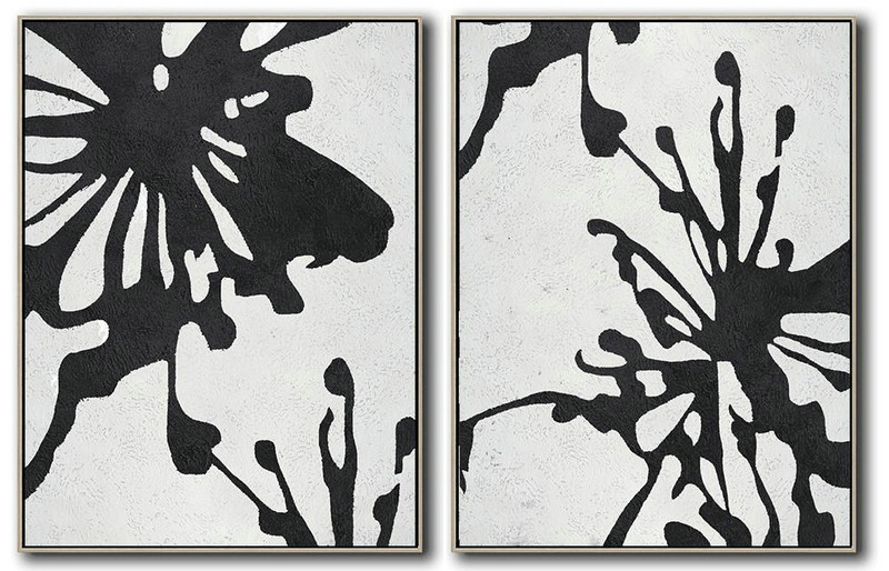 Large Abstract Painting Canvas Art,Set Of 2 Minimal Painting On Canvas - Handmade Acrylic Painting